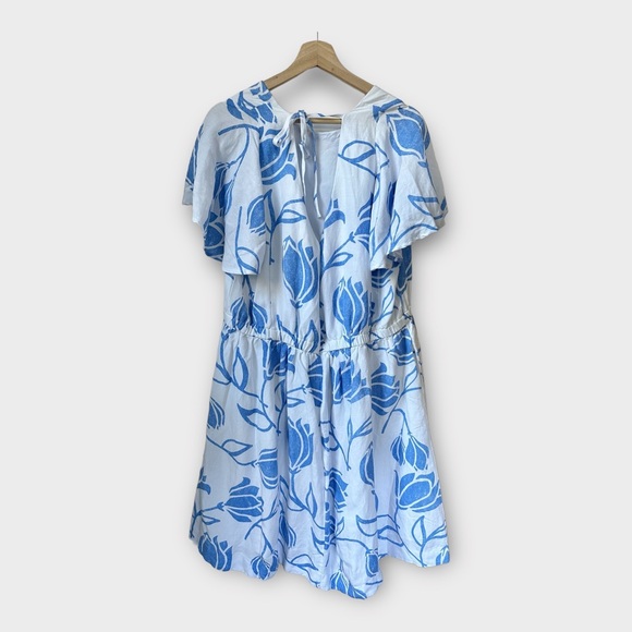 Lane Bryant Flutter Sleeve Tie Back Floral Linen Alexis Dress - Picture 3 of 7